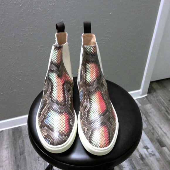 Hand made multi colored snake Chelsea boot